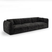 SOFA LUSH Gemusterter Samt Schwarz 235cm - Schwarz, Textil (235/80/90cm) - Premium Interiors
