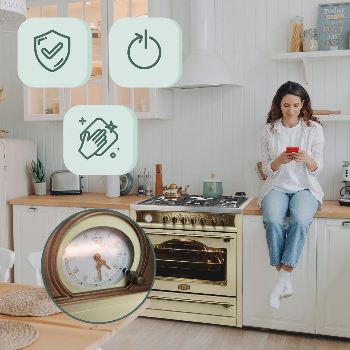 GAS-ELEKTRO-STANDHERD HGE 93555 ElfEm Elfenbein 90cm - Beige, Metall (90/90/60cm) - Kaiser Küchengeräte