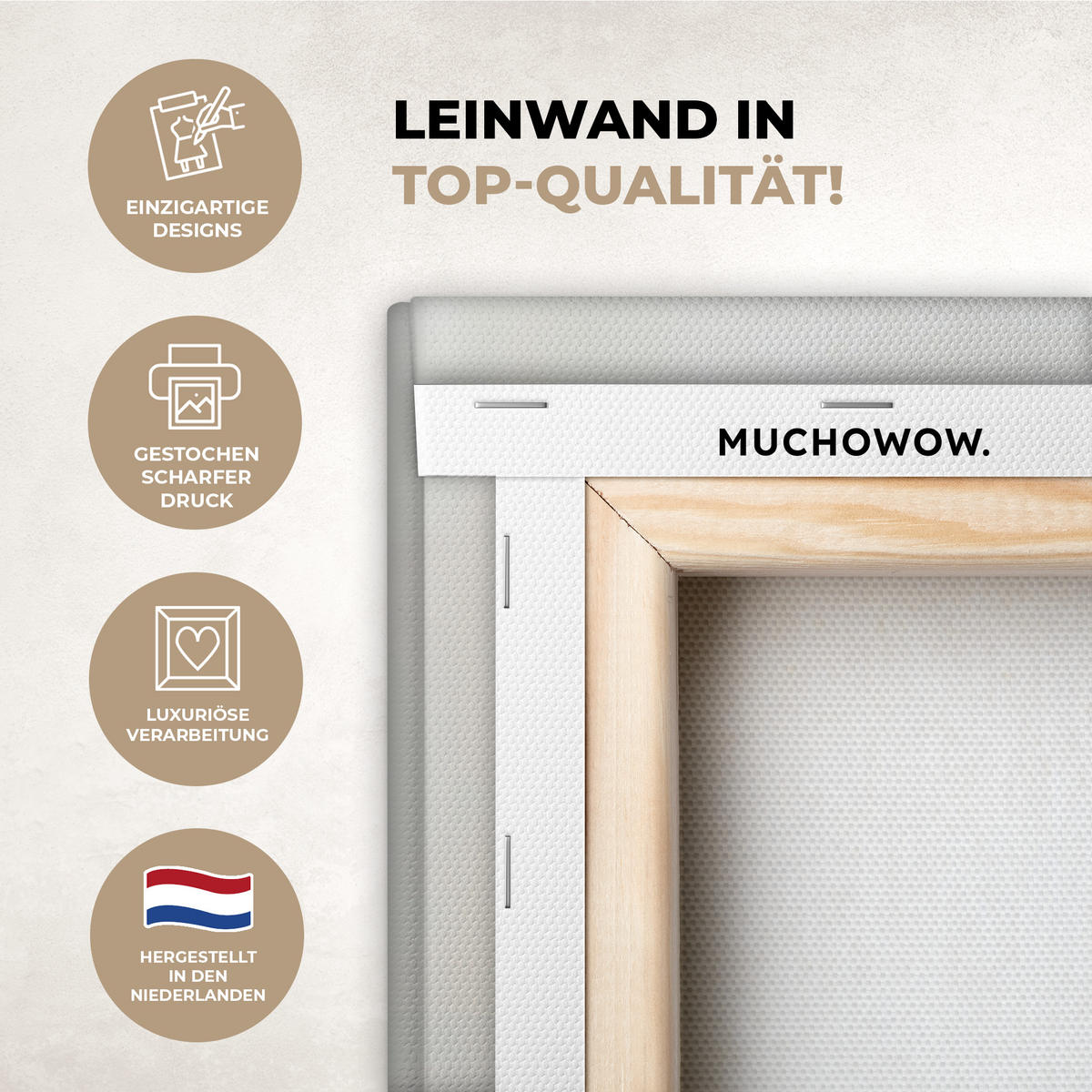 LEINWANDBILD Hügel - Abstrakt - Kreuz - Christentum Wandbilder 80x60 cm - Beige, Textil (80/60cm) - MuchoWow