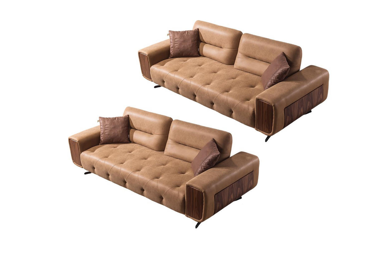 SITZGARNITUR Energy Grau-Seidengrau Stellvariante:3+2 - Braun, Holz (240/100/90cm) - Villa Möbel