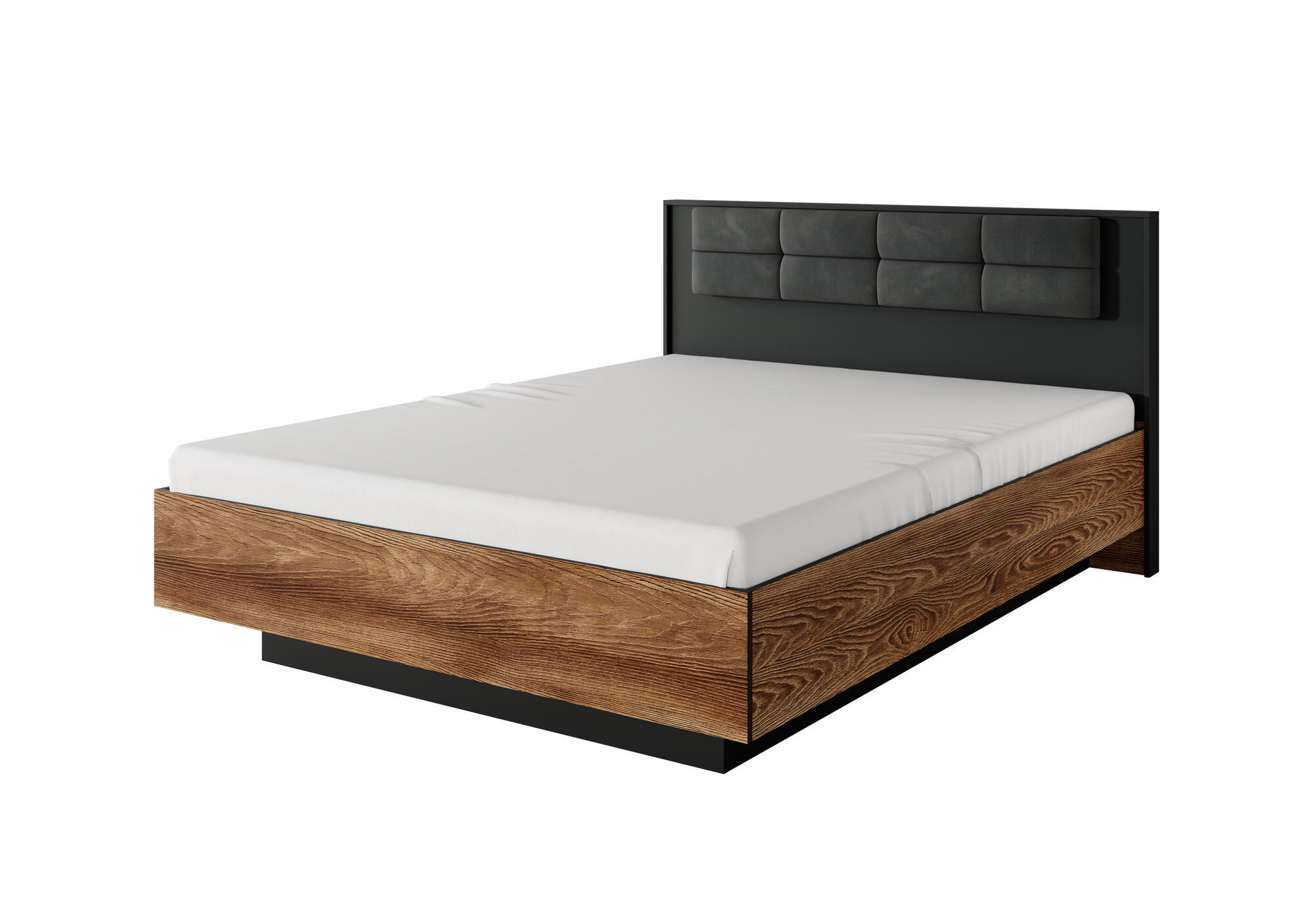 BETTGESTELL MILTON Braun, Schwarz 167x210x102 cm - Schwarz/Braun, Holzwerkstoff - FURNLUX