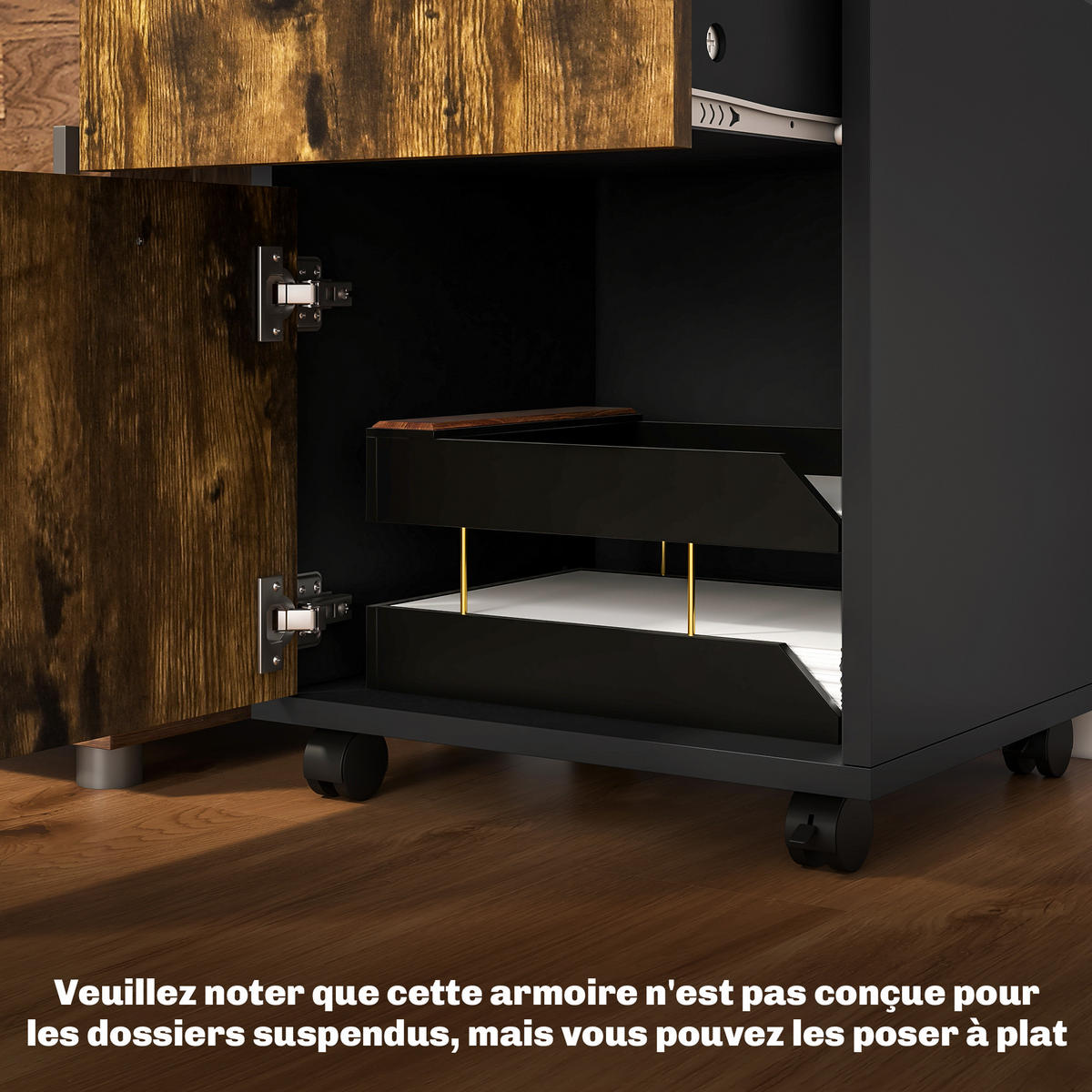 ROLLCONTAINER DE-14470 mit Schublade, Schrank und Nische Rostbraun - Braun, Holzwerkstoff (35/60/40cm) - ComfortXL