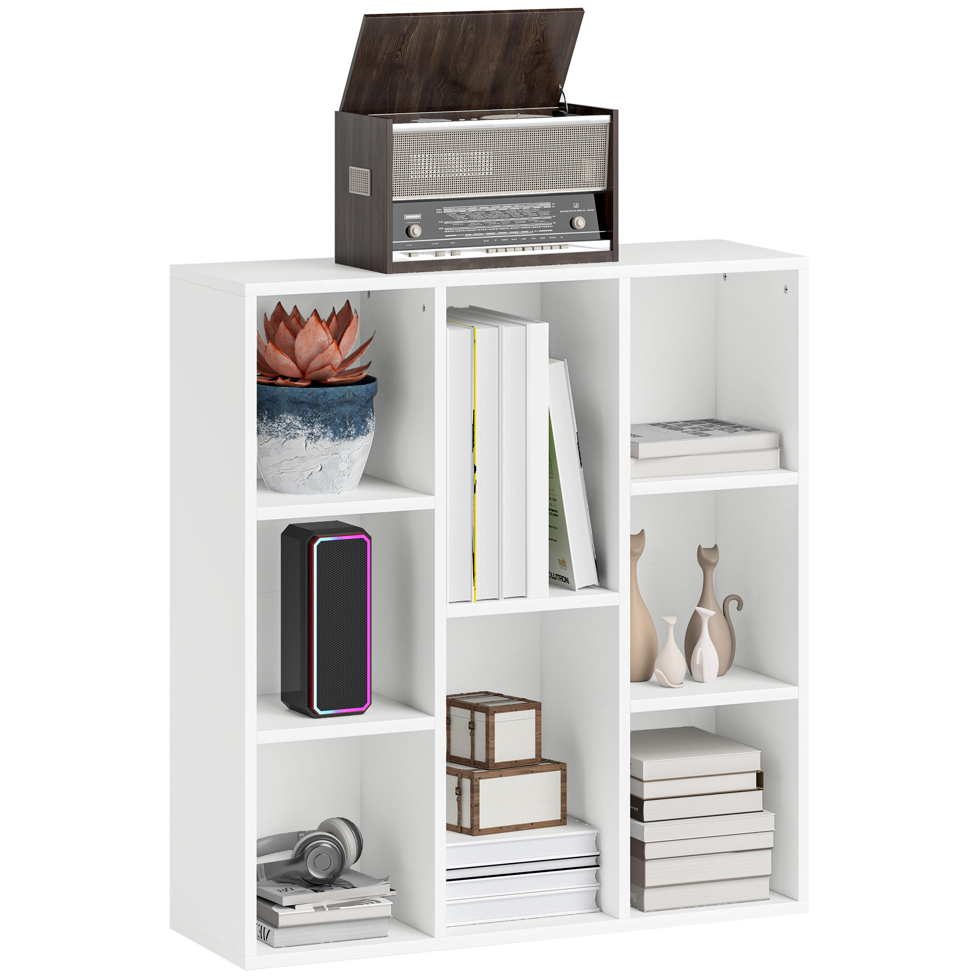 BÜCHERREGAL mit 8 Ebenen, Weiß - Weiß, Karton (24/80/74.3cm) - HOMCOM