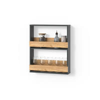 WEINGLASREGAL Regusa Goldkraft Eiche/Anthrazit 60 x 72 cm - Honigeiche/Anthrazit, Holzwerkstoff (60/72/15.1cm) - Livinity®