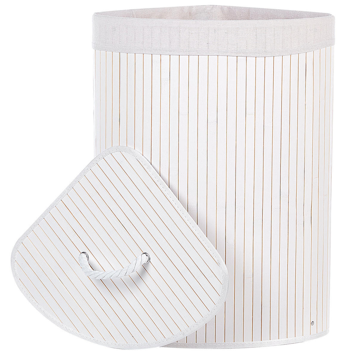 KORB Weiß Matara - Weiß, Holz (60/60/35cm) - Beliani