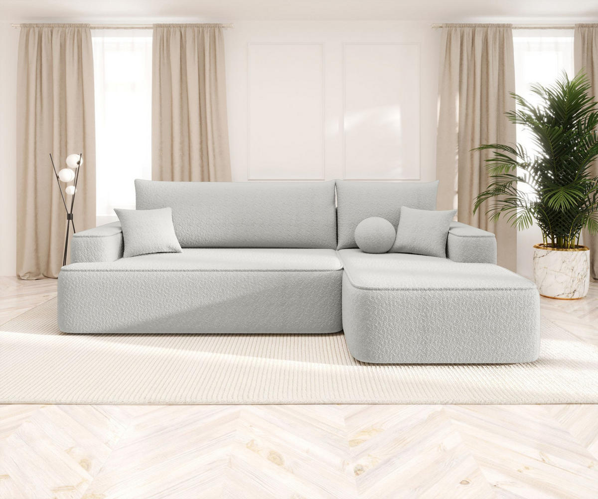 ECKSOFA mit Schlaffunktion FIGO Quelle 01 Rechts - Weiß, Textil (250/150cm) - Bedante