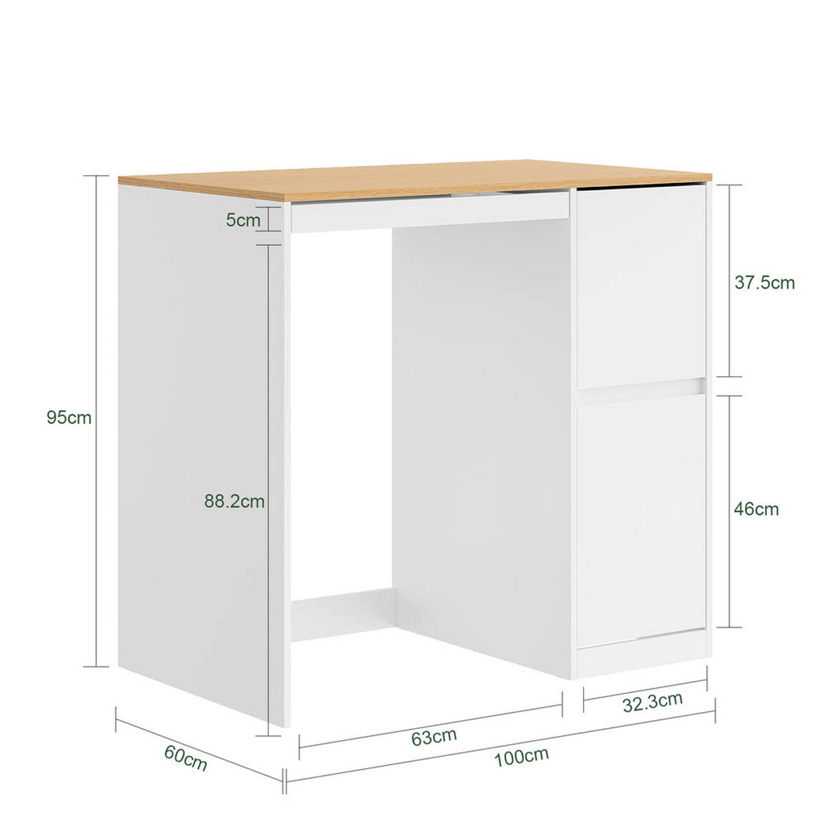 WASCHMASCHINENSCHRANK mit Wäschekorb Weiß 100x60x95 cm - Weiß, Holzwerkstoff (100/95/60cm) - SoBuy