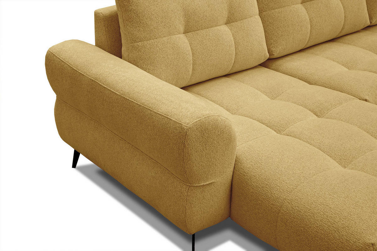 ECKSOFA SALVINI 4-Sitzer, honig - Schwarz/Honig, Holzwerkstoff/Textil (158/292cm) - Courtois Laville