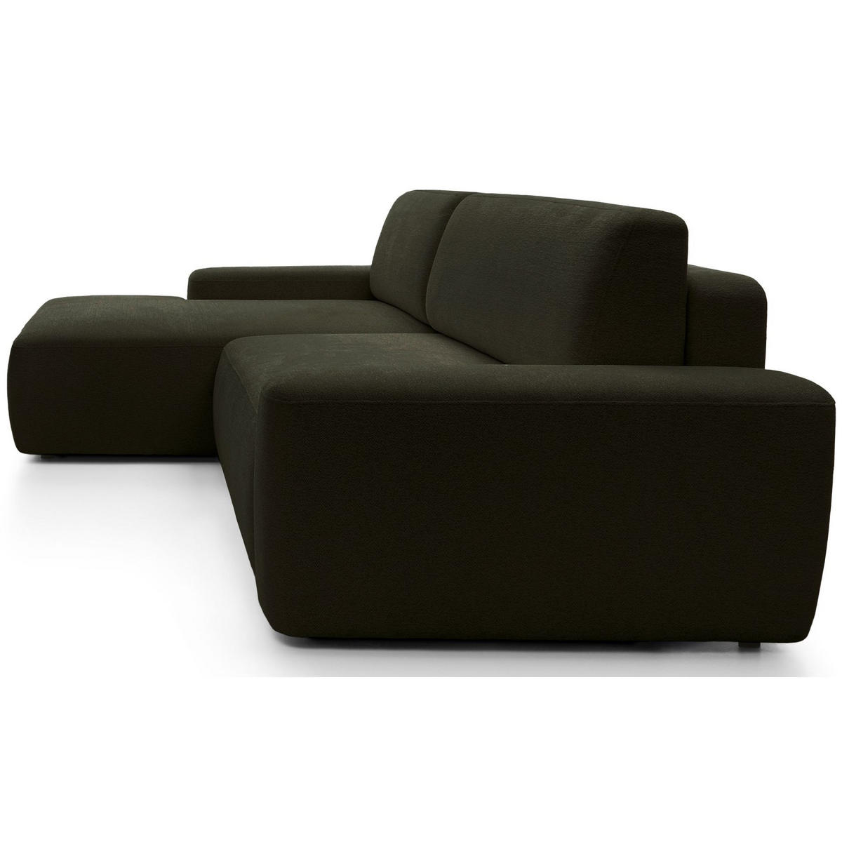 ECKSOFA Baleo Olivgrün Chenille-Bezug - Schwarz/Olivgrün, Kunststoff/Textil (264/162cm) - Selsey