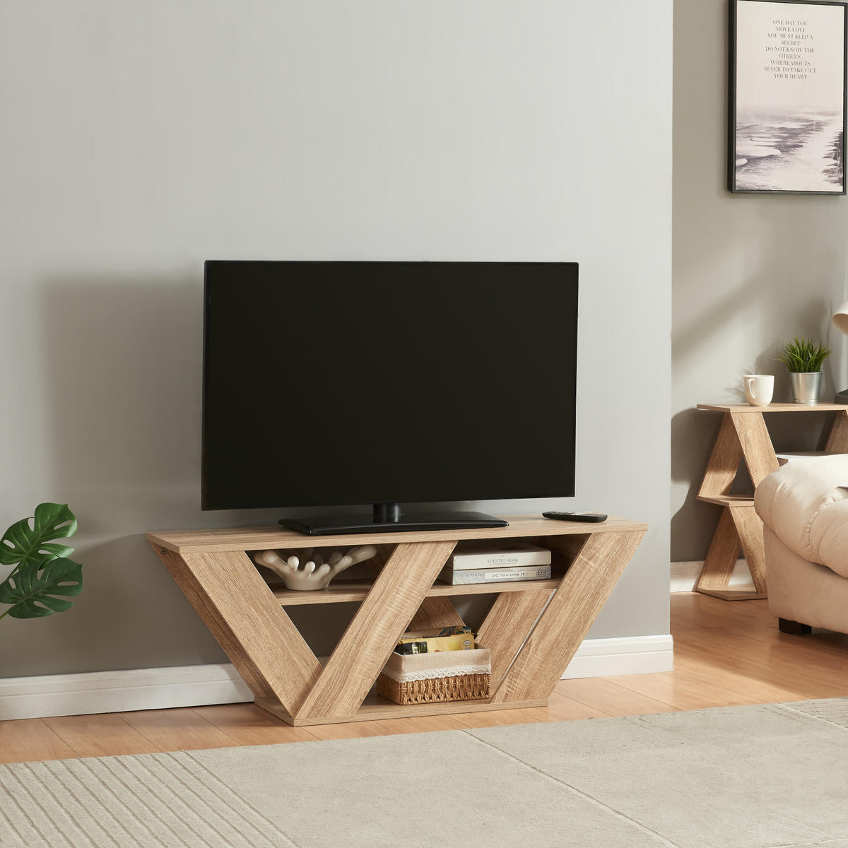 FERNSEHTISCH Nome - Eichefarben, Holzwerkstoff (30/40/110cm) - [en.casa]