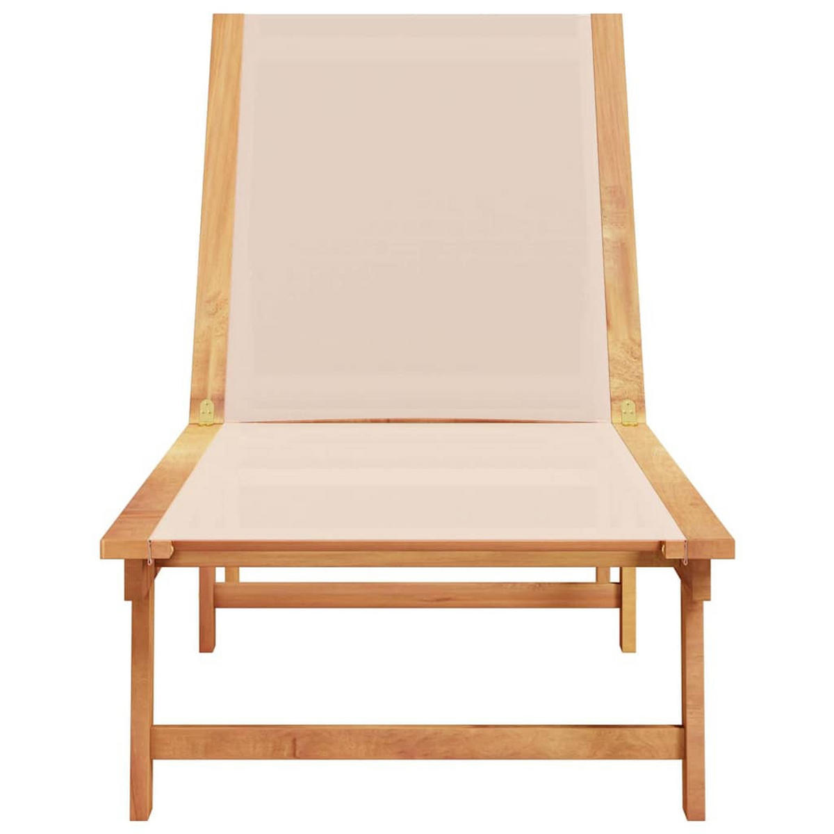 SONNENLIEGE Creme Massivholz Akazie Und Textilene - Braun, Holz (200/33.5/66cm) - vidaXL