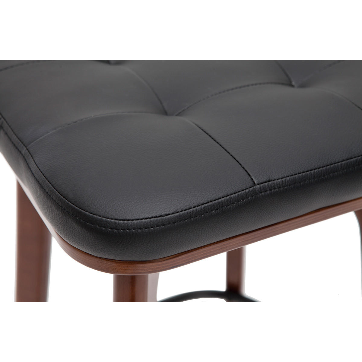 BARHOCKER Schwarz Dunkles Holz 65 cm 2er-Set GRAMMA - Walnussfarben, Holz (38/65.5/38cm) - Miliboo