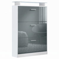 SCHUHSCHRANK Lavia Front in Grau Hochglanz - Grau, Holzwerkstoff (89/128/23cm) - Vladon