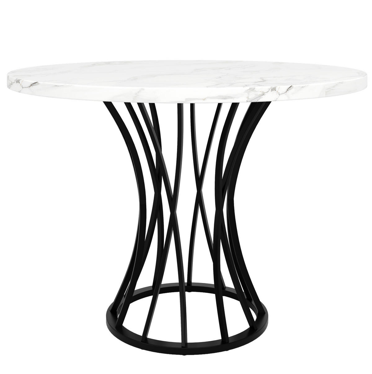 ESSTISCH 80/80/76 cm in Schwarz mit Marmordekor und Metallgestell - Schwarz, Holzwerkstoff (80/80/76cm) - Flora Grace