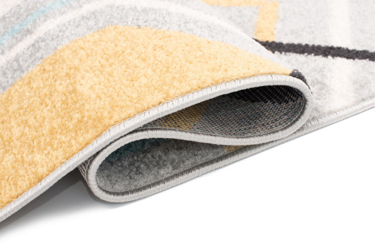 TEPPICH LAZUR Grau 200/290 cm - Currygelb/Hellblau, Kunststoff (200/290cm) - Tapiso