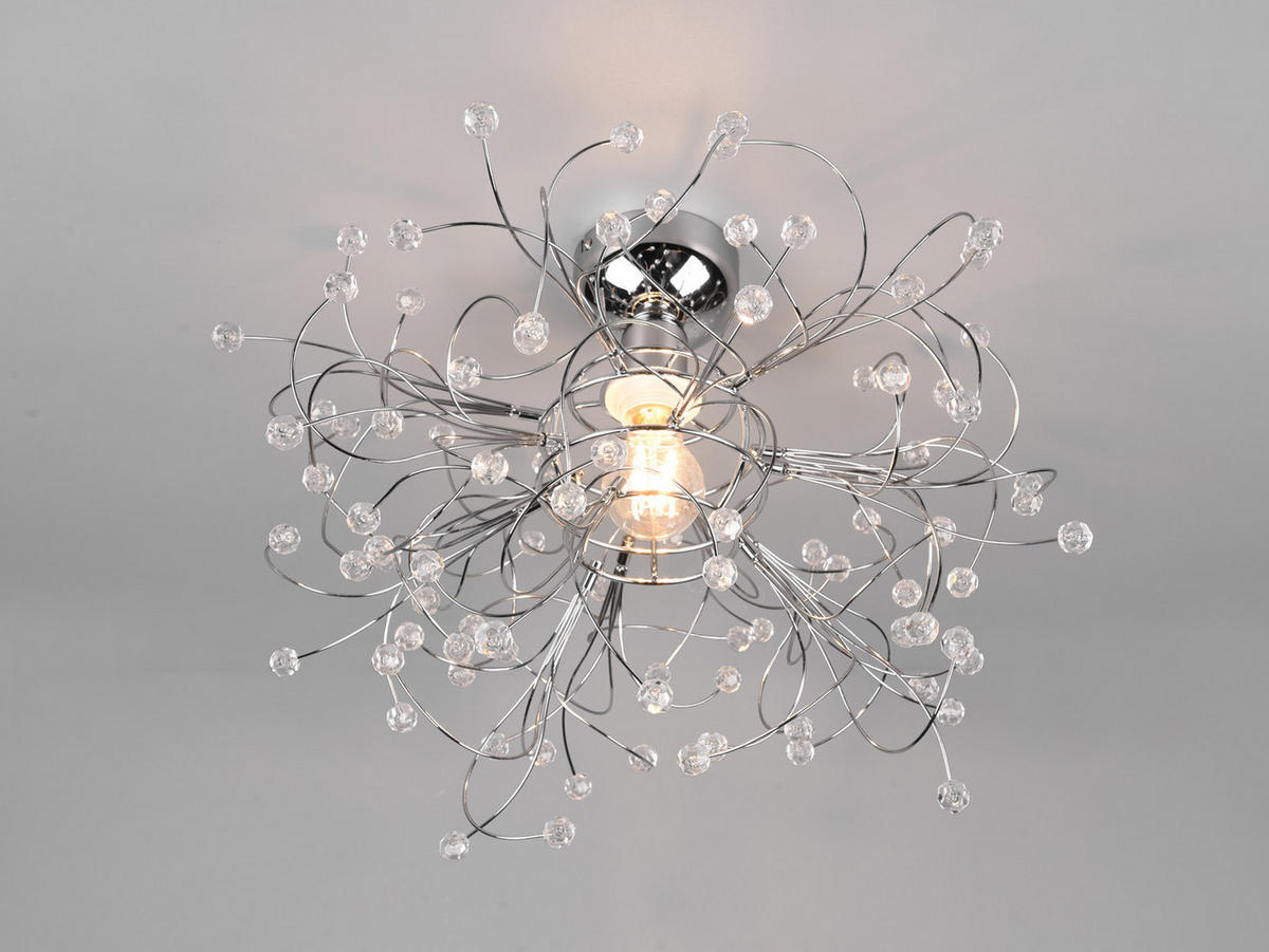 LED-DECKENLAMPE Ø52cm, Silber Kristall - Chromfarben/Transparent, Kunststoff/Metall (52/52/35cm) - meineWunschleuchte