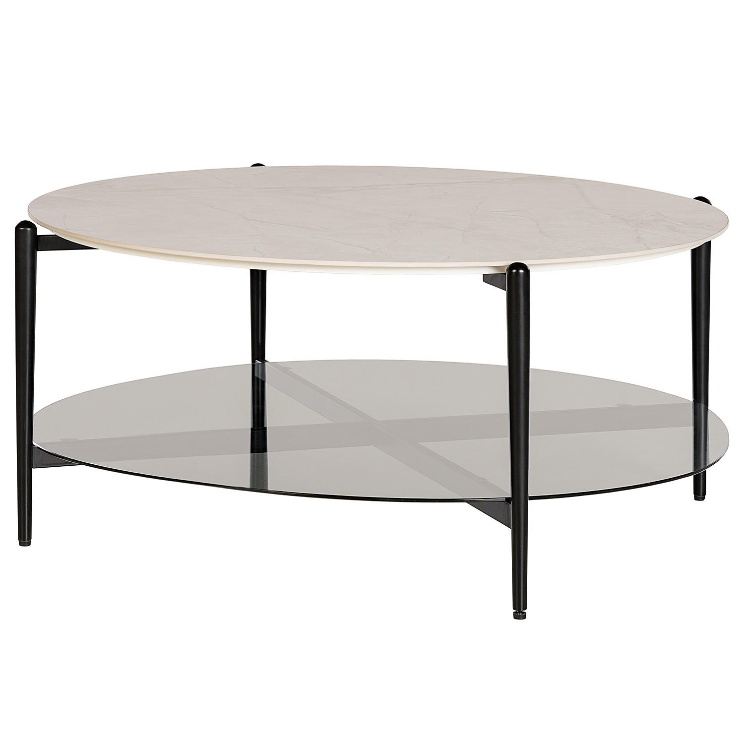 COUCHTISCH - Keramik / Stahl - Weiß, Glas/Keramik (94/94/40cm) - home24