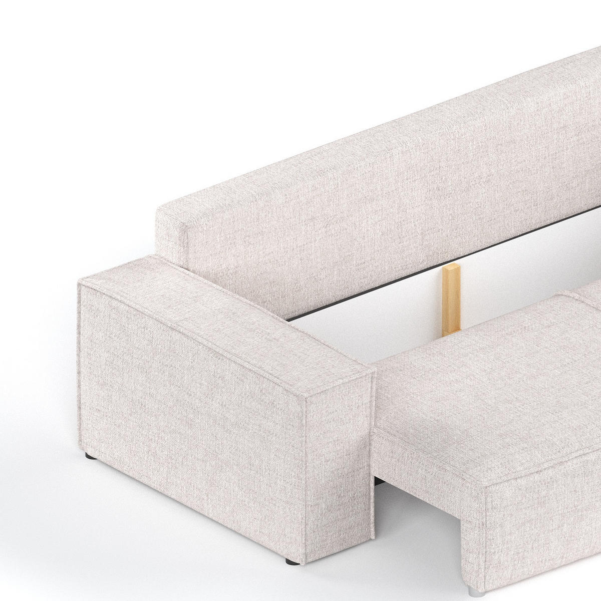 SOFA RESSO mit Schlaffunktion Hellbeige im Neve Stoff - Sandfarben/Schwarz, Holz/Holzwerkstoff (255/70/105cm) - AltaBeds