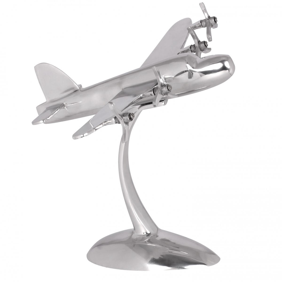 DEKOFIGUR Flugzeugpropeller Aluminium Silber 42x30 cm handgefertigt - Silberfarben, Metall (42/42/30cm) - KADIMA DESIGN