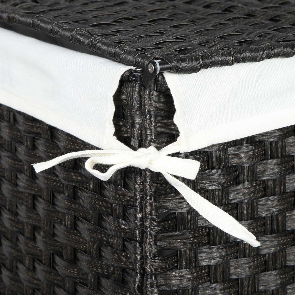 WÄSCHEKORB AUS POLYRATTAN - Schwarz, Kunststoff (33/60/46cm) - Hansiro