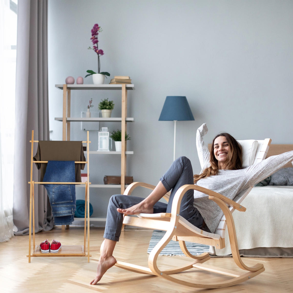 UTERÁKOVÝ stojan - svetlohnedá, drevo (53/110/31.5cm) - Relaxdays