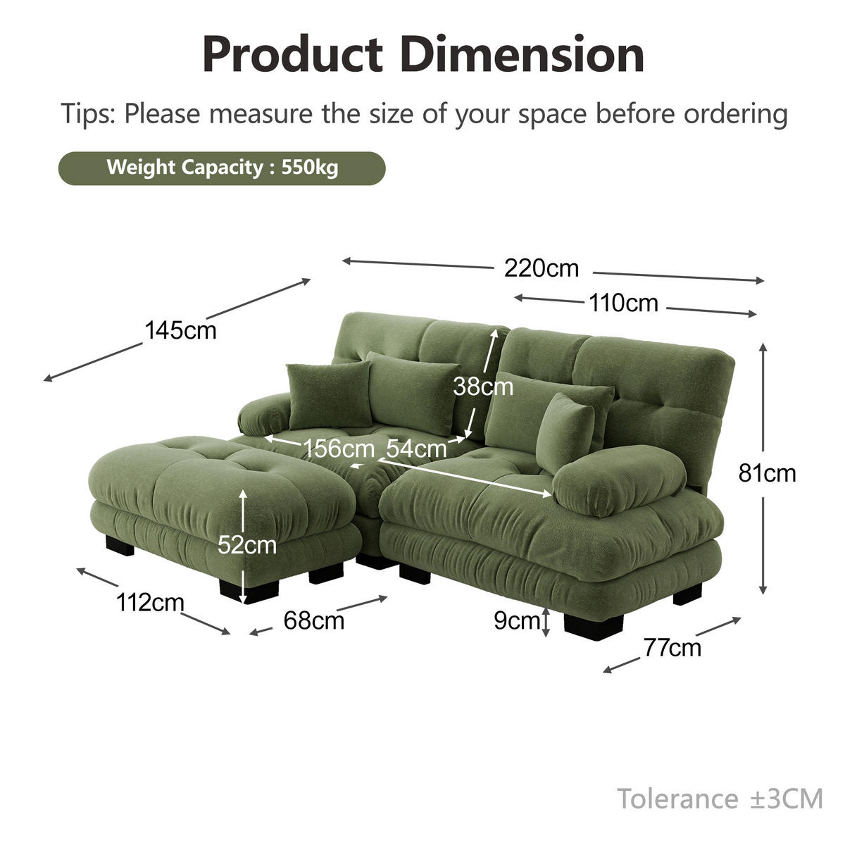 ECKSOFA PANG-E8X2L5 Grün - Grün, Textil (145/220cm) - PANGIVO