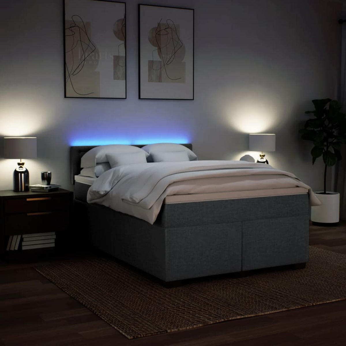 BOXSPRINGBETT 160/200 Cm Grau Gewebe - Grau, Textil (160/200cm) - vidaXL