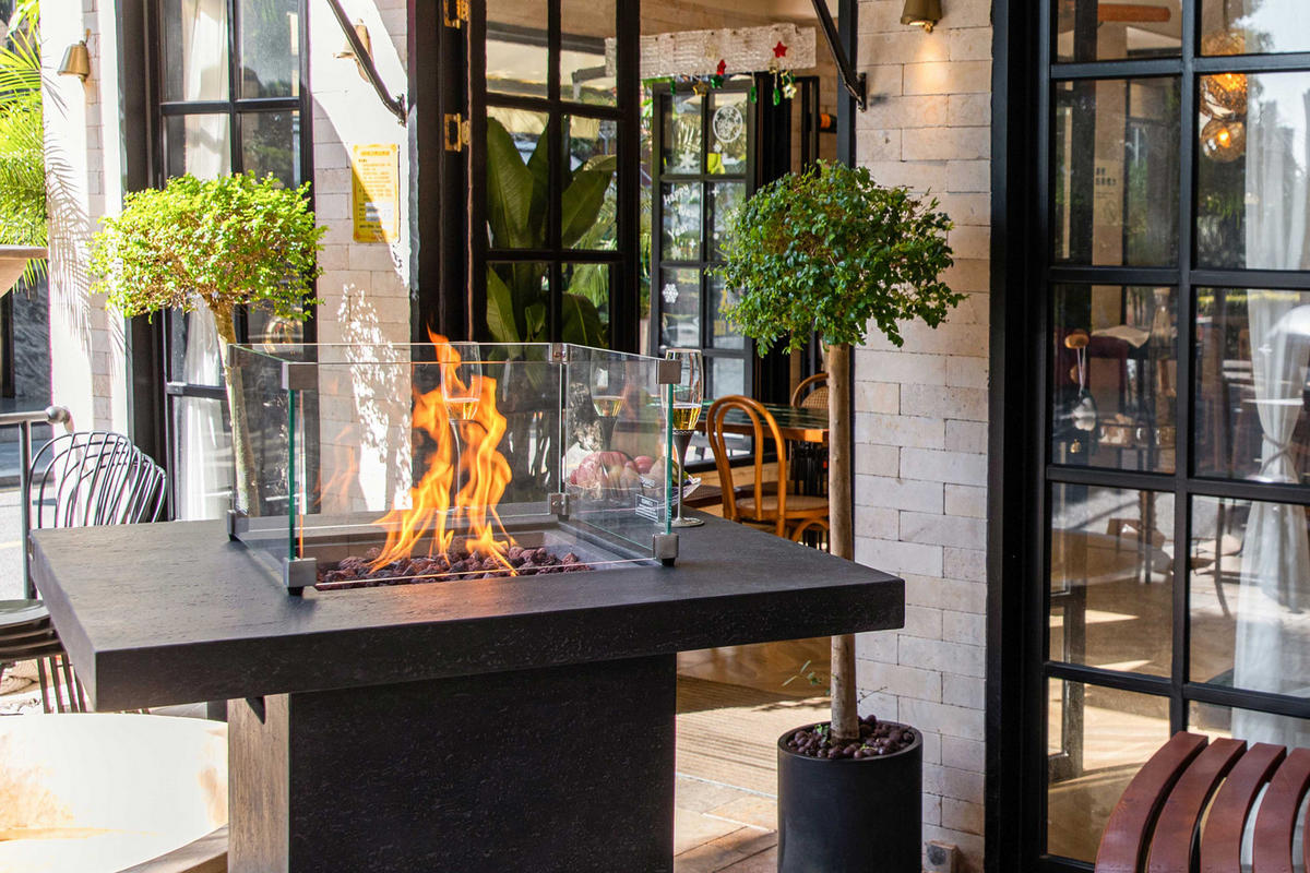 FEUERTISCH MONTREALl Bartische aus Beton 56/56/106 cm - Dunkelgrau, Stein (87/106/87cm) - Elementi