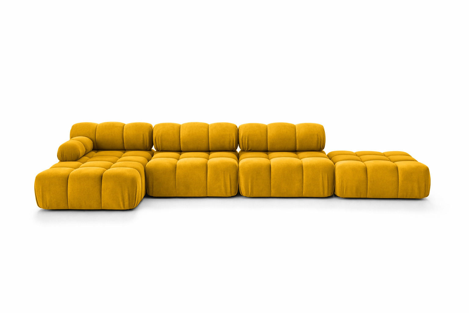 ECKSOFA L-Form XL, Stoff Velours Salvador, Gelb, Links, Selia L XL - Gelb, Holz (380/160cm) - Kaiser Möbel