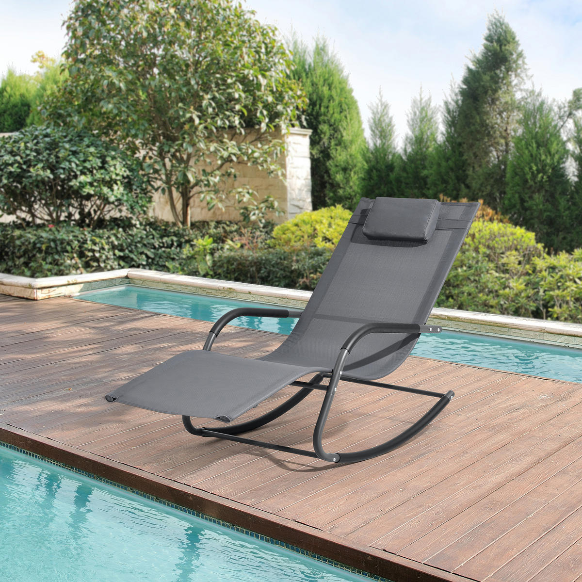 SCHAUKELLIEGE-SET 2 TLG. Caracena - Dunkelgrau, Metall (147/89/63cm) - [en.casa]