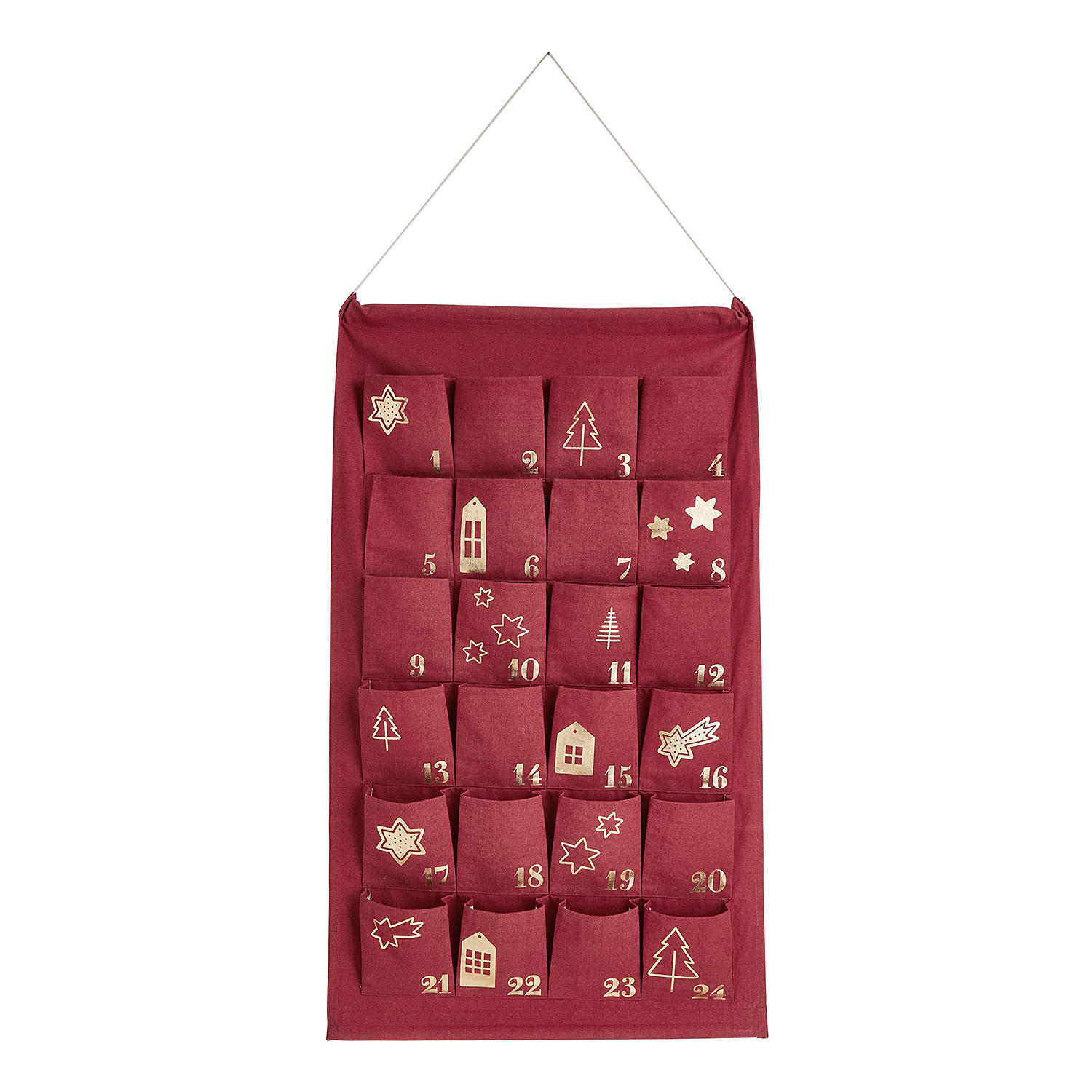 ADVENTSKALENDER Santa Is Coming - Rot/Goldfarben, Textil (71/0.5/123cm) - Butlers