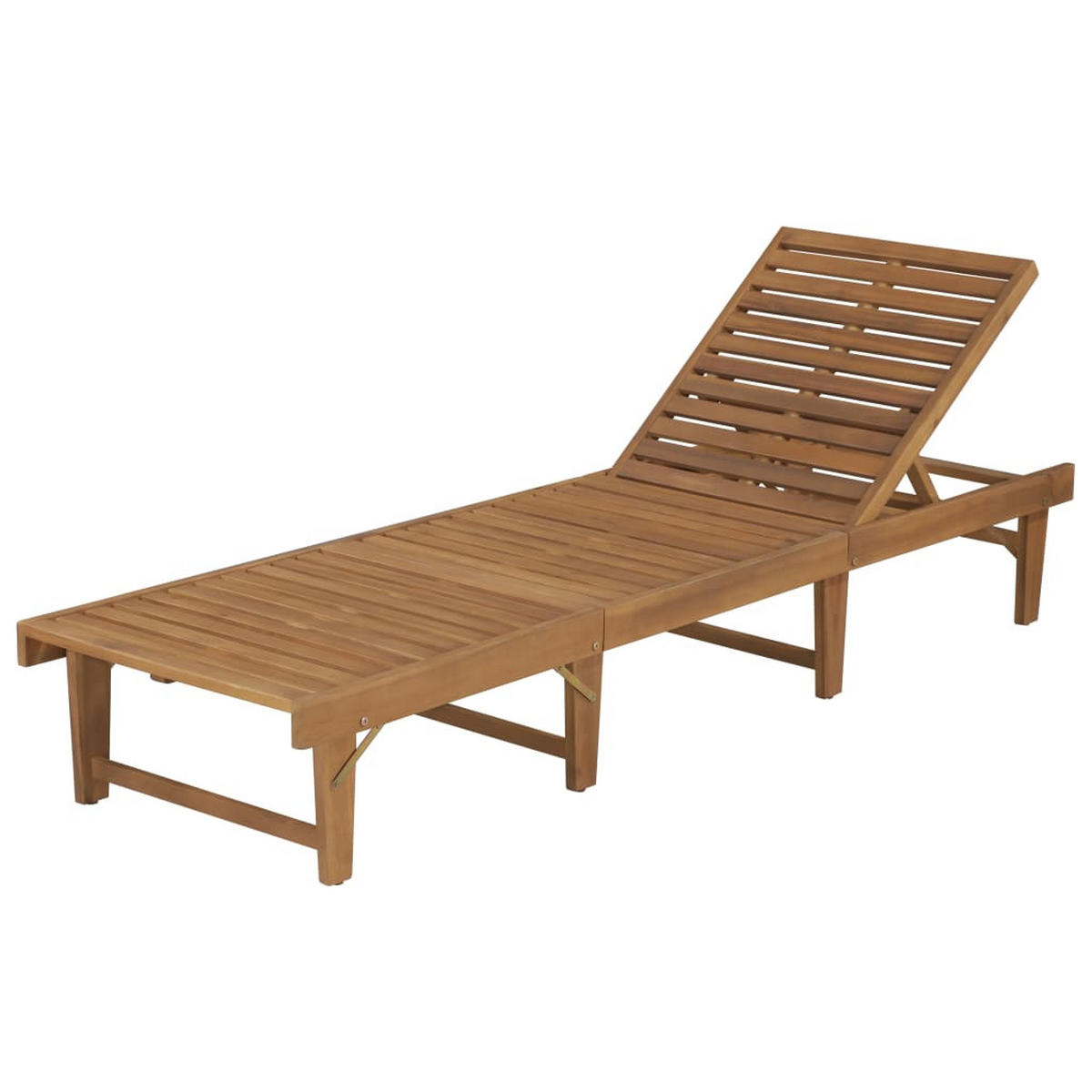 SONNENLIEGE Klappbar Massivholz Akazie - Braun, Holz (61/86/200cm) - furnicato