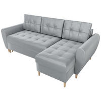 ECKSOFA Henry mit Schlaffunktion Grau Samtstoff - Grau, Textil (232/141cm) - Bromarkt