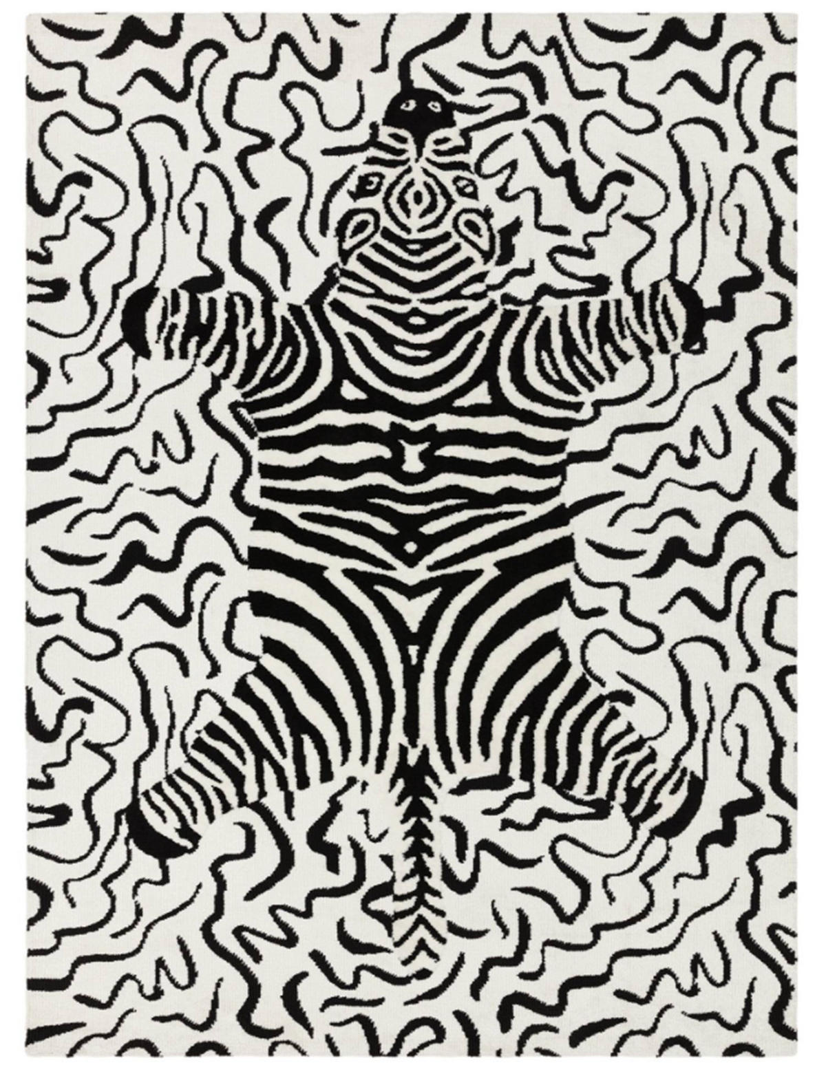 TEPPICH modern Flachgewebe ZEBRINE Schwarz 160 x 230 cm - Schwarz, Textil (160/230cm) - Novatrend