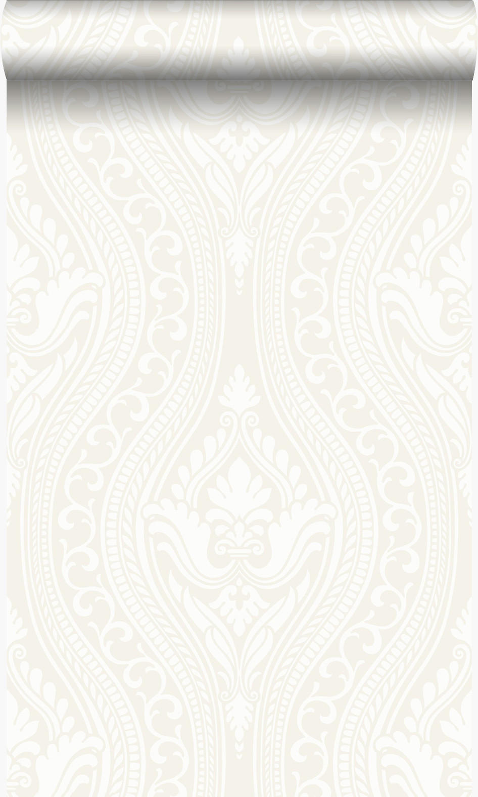 TAPETE Flock-Barockmuster 53 cm x 10.05 m - Weiß, Papier (53/1000cm) - Origin Wallcoverings