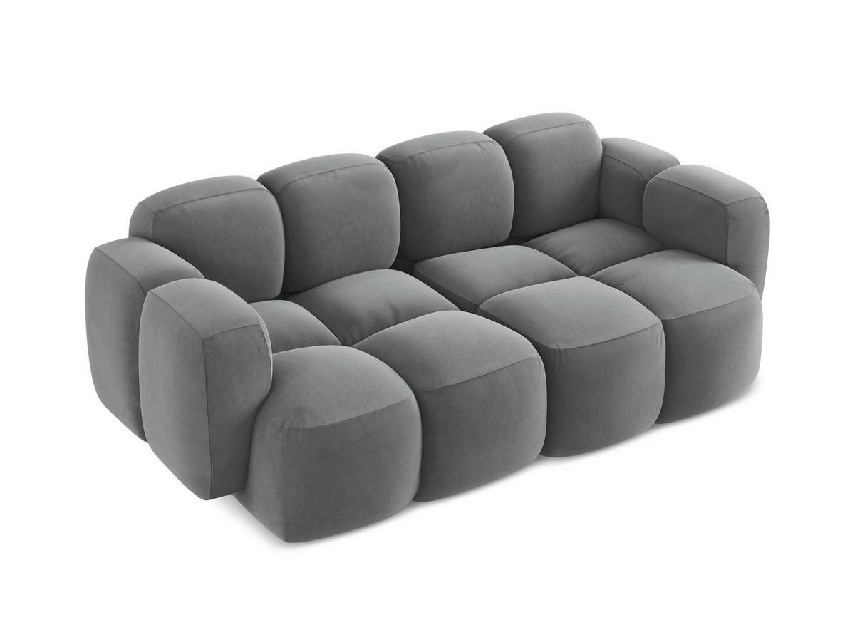 2-SITZER SOFA Samt Stoff Grau - Edelstahlfarben/Schwarz, Holzwerkstoff/Kunststoff (210/72/115cm) - Makamii