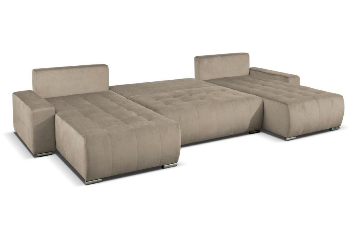 WOHNLANDSCHAFT Mediolan III U-Form, beige, mit Schlaffunktion und Bettkästen, 362 x 190 cm - Beige, Holz (362/95/190cm) - Margaret Hadas24