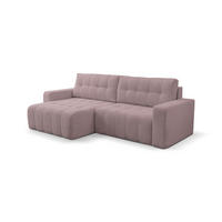 ECKSOFA Palermo mit Schlaffunktion und Bettkasten in Cordstoff - Violett, Holz/Holzwerkstoff (245/143cm) - Ravio