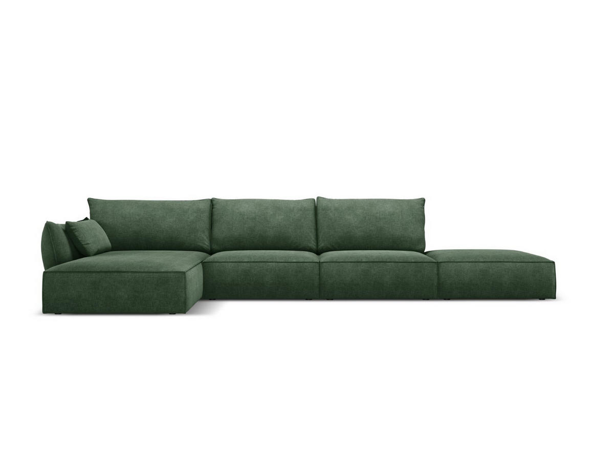 ECKSOFA links Kaelle aus Chenille-Stoff flaschengrün 5 Sitzplätze - Dunkelgrün, Textil (171/364cm) - Micadoni