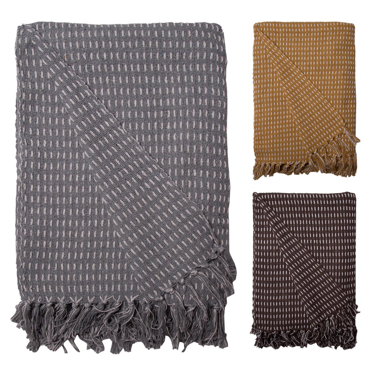 DECKE Straight 130x180 cm, 100% Baumwolle, Senf - Gelb, Textil (130/180cm) - Au Maison