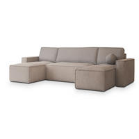 ROHOVÁ SEDAČKA PESANO béžová - šedá/béžová, dřevo/textil (306/140cm) - MASSENO