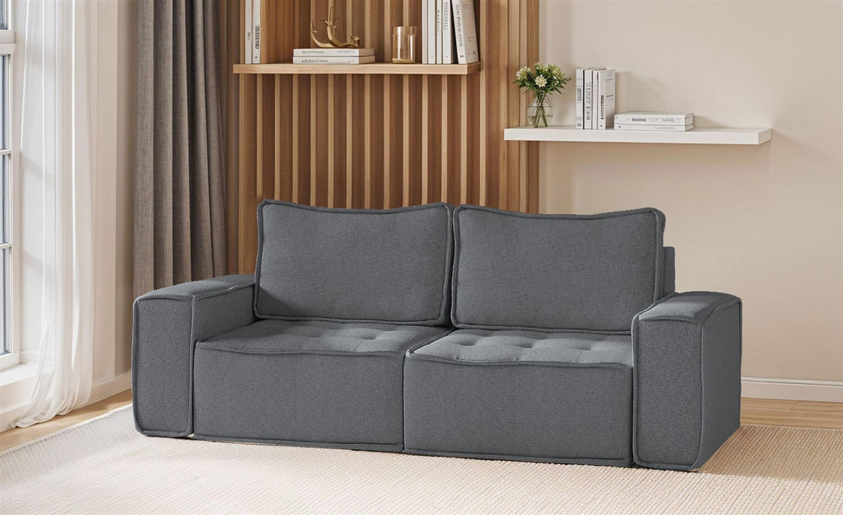 SOFASET Sande 3-2-1 Stoff Alpine - Anthrazit, Holzwerkstoff/Textil (292/85/90cm) - Fun Möbel
