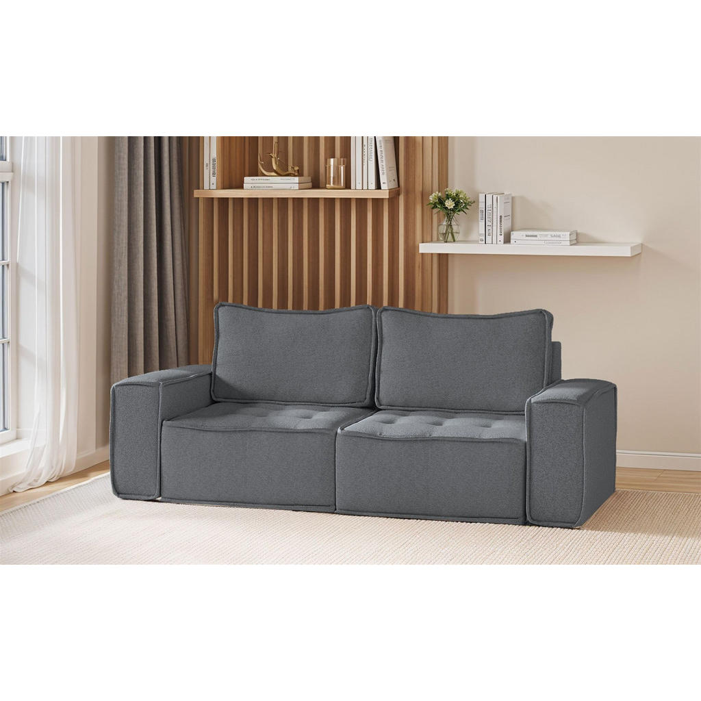 Thumbnail - Fun Möbel Sofa, Anthrazit, Textil, 212x85x90 cm, Wohnzimmer, Sofas & Couches, Sofas, 2-Sitzer Sofas