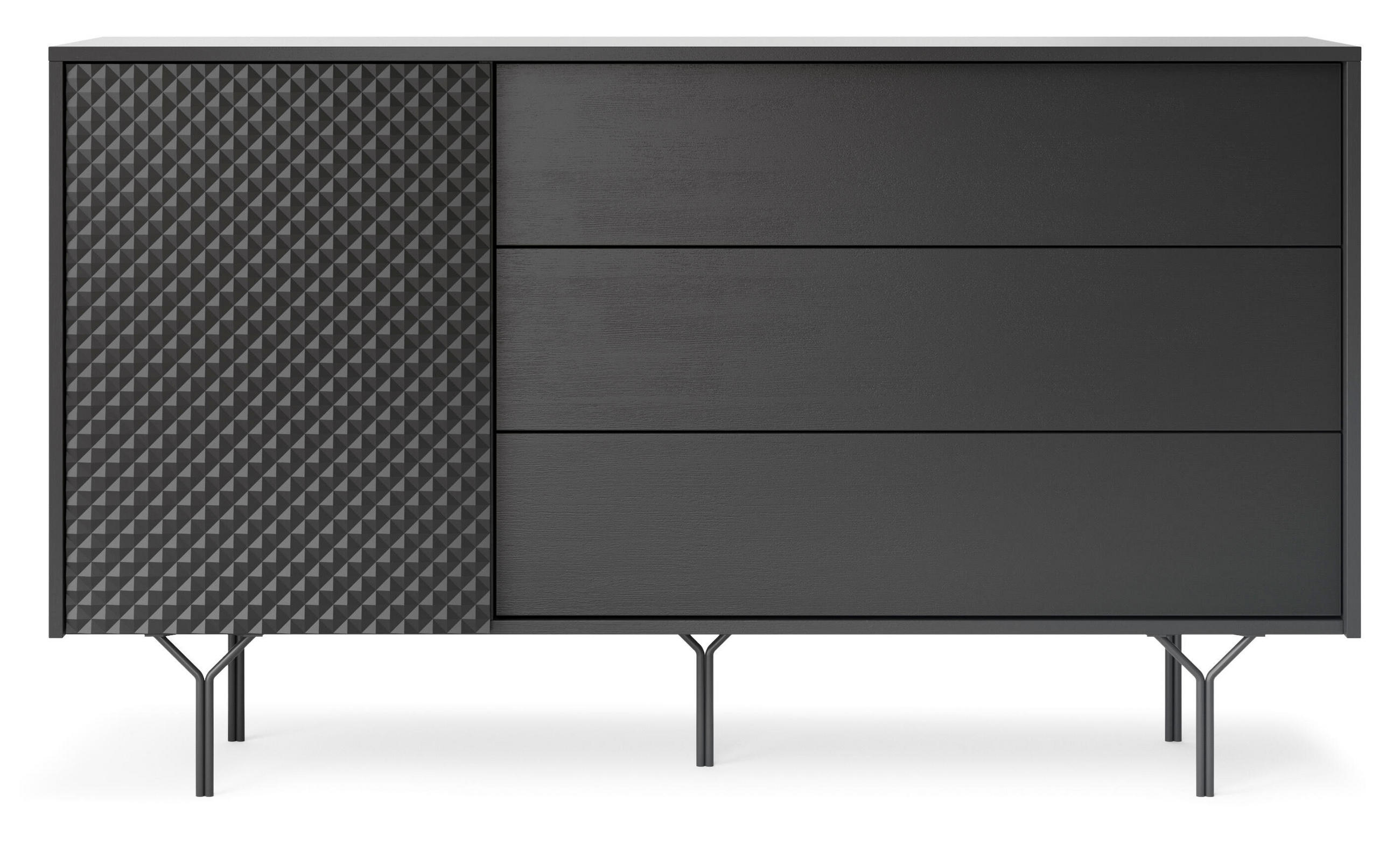 SIDEBOARD SCHWARZ - Schwarz, Holzwerkstoff (144/83/38cm) - FURNLUX