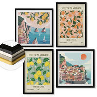 WANDBILDER 4er-Set - 50x50 cm & 40x60 cm Schwarzer Rahmen - Zitrusfrüchte der italienischen Tropen - Schwarz, Kunststoff (50/50cm) - ArtPrintCave