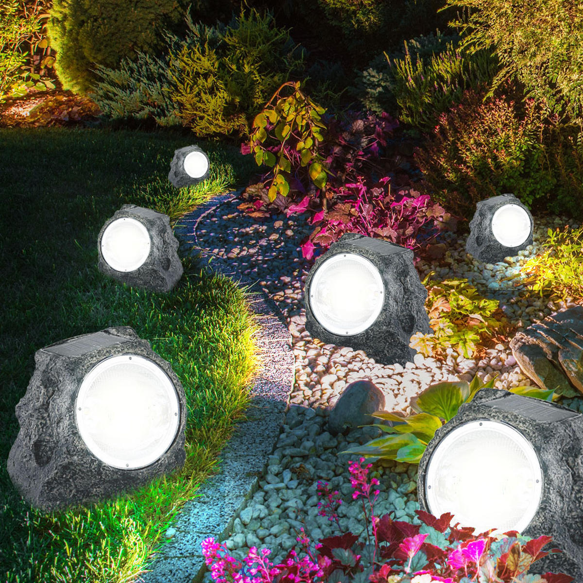 LED AUSSENLEUCHTE Steinoptik Grau - Grau, Kunststoff (16.5/12.3/10.5cm) - Globo Lighting