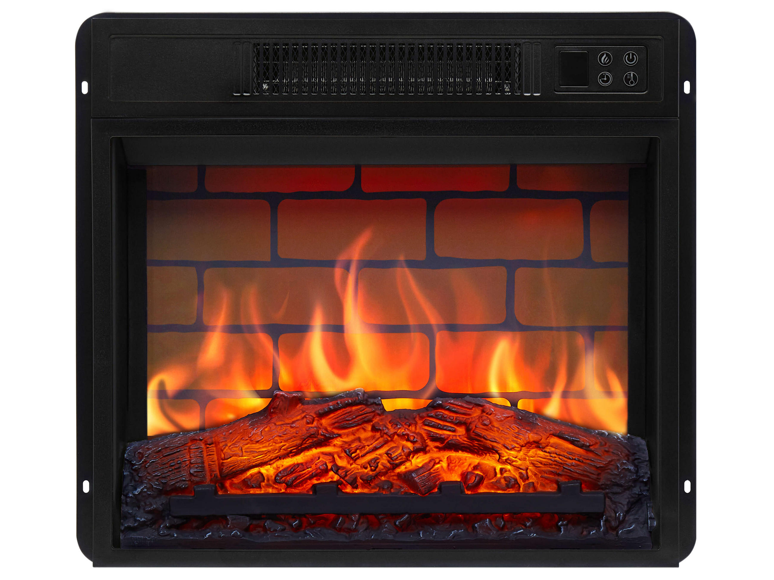 EINBAU-ELEKTROKAMINEINSATZ AF18B – Breite 58 cm, 3D-Flammeneffekt, LED-Beleuchtung, Heizfunktion - Schwarz, Glas/Metall (48.7/44.5/13cm) - ArtiFlame