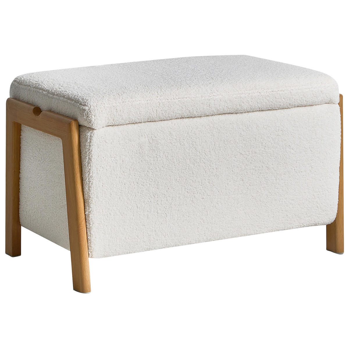 POLSTERBANK mit Stauraum Bouclé Weiß Edland - Weiß/Braun, Textil/Metall (75/44/43cm) - Beliani