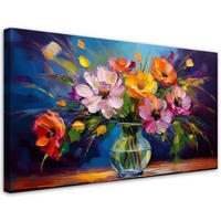 LEINWANDBILD Bunter Blumenstrauß in einer Vase 100x50cm - Multicolor, Textil (100/50cm) - Feeby