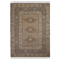 NATURTEPPICH handgewebt mit Fransen BERMEO, im Vintage-Stil, Natur, 200 x 290 cm - Beige, Textil (290/200cm) - KADIMA DESIGN